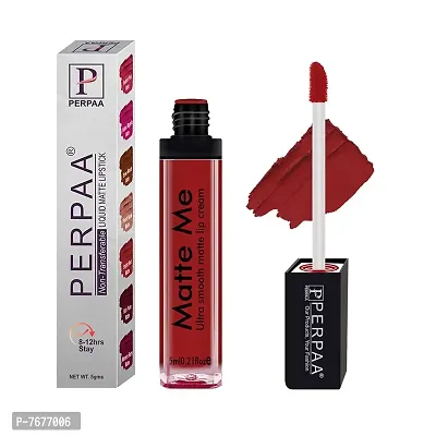 Perpaa One Stroke Matte Liquid Lipstick (5 ml) (Rich Plum) (Bright Red)-thumb0