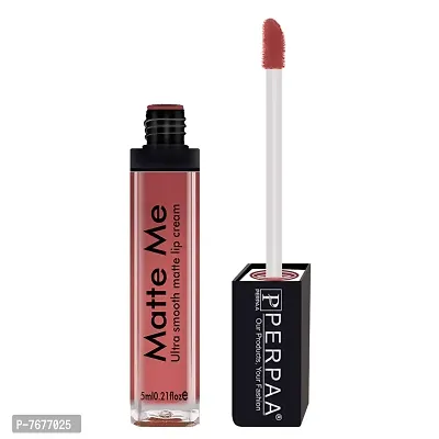 Perpaa One Stroke Matte Liquid Lipstick (5 ml) (Rich Plum) (Peach Nude)-thumb3
