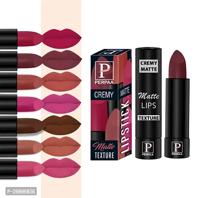 PERPAA Cremy Matte lipstick combo of 8 Shades,(3.5gm Each)Pink Fusion,Caramel,Coco Brown,Pink Berry,Rust Orange,Tan Red,Ruby Magenta,Cherry Maroon