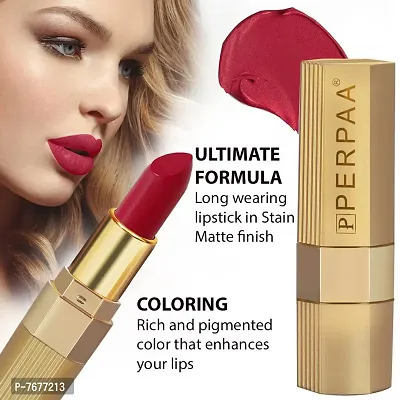 PERPAA&#174; Xpression Weightless Matte Waterproof Lipstick Enriched with Vitamin E One Stroke Application -Combo of 2 (5-8 Hrs Stay) (Innocent Nude, Matte Apple Red)-thumb5