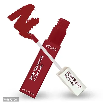 PERPAA#174; Long Lasting Waterproof Matte Liquid Lipstick  Nail Polish Combo of Same Shades (Matte Red , Deep Red)-thumb5