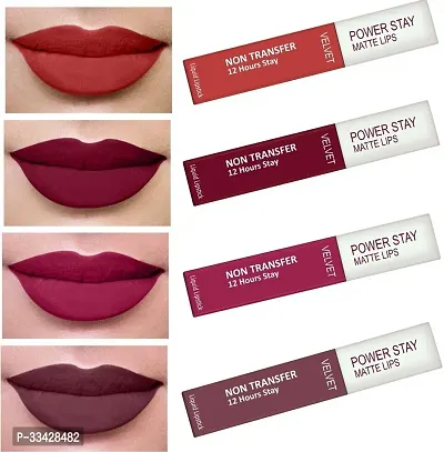 Long Lasting Waterproof Power Stay Liquid Matte Lipstick- Pack Of  4-thumb0