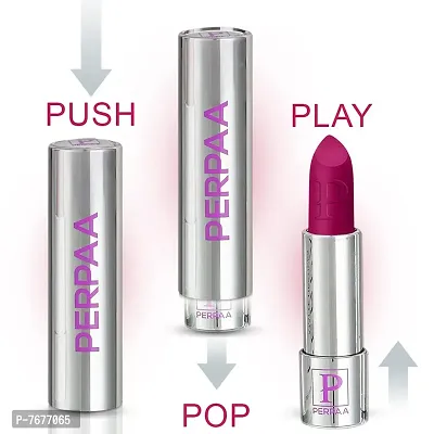 PERPAA&#174; Push, Pop & Play Matte Lipstick, Long Lasting, Moisturizing Lip Color Enrich with Vitamin E - Non-Drying, Creamy Matte Bullet Lipstick (Magenta Matte)-thumb4