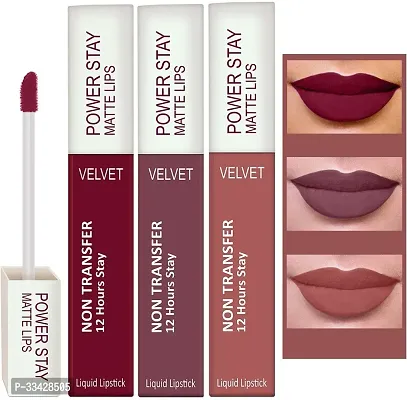 Long Lasting Waterproof Power Stay Liquid Matte Lipstick- Pack Of  3-thumb0