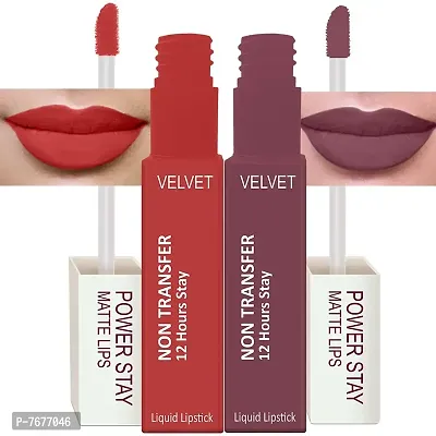 PERPAA&#174; Power Stay Liquid Matte Lipstick - Waterproof Combo of 2(Upto12 Hrs Stay) (Flirty Red, Timeless Mauve, Pack of 2)