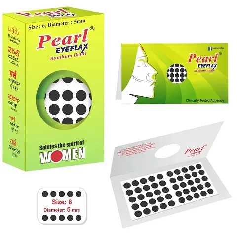 Pearl Eyeflax Velvet Kumkum Bindi with 15 Flaps Box - Self Adhesive, Reusable for Women Ladies Girls