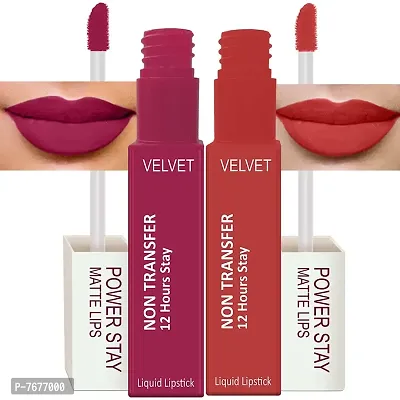 PERPAA#174; Power Stay Liquid Matte Lipstick - Waterproof Combo of 2(Upto12 Hrs Stay) (Pink Prom , Flirty Red, Pack of 2)-thumb0