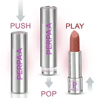 PERPAA&#174; Creamy Matte Bullet Push, Pop & Play Lipstick, Moisturizing Lip Color Enrich with Vitamin E - Non-Drying, Long Lasting ,Waterproof (Pack of 2, Peach Nude ,Nude)-thumb1