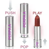 PERPAA&#174; Creamy Matte Bullet Push, Pop & Play Lipstick, Moisturizing Lip Color Enrich with Vitamin E - Non-Drying, Long Lasting ,Waterproof (Pack of 2, Brown ,Orange)-thumb4