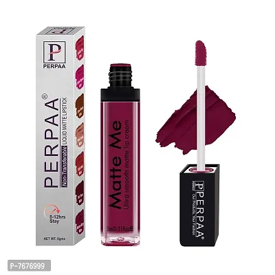 Perpaa One Stroke Matte Liquid Lipstick (5 ml) (Rich Plum) (Maroon Berry)