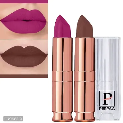 PERPAA Antique Velvet Stick Lipstick, Enreached with Jojoba Oil, Shea Butter  Vitamin E, Shade-Brown, Magenta