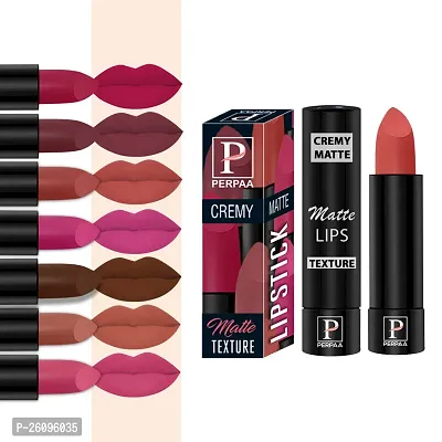 PERPAA Cremy Matte lipstick combo of 8 Shades,(3.5gm Each)Pink Fusion,Caramel,Coco Brown,Pink Berry,Rust Orange,Tan Red,Ruby Magenta,Velvet Orange