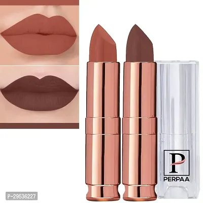 PERPAA Antique Velvet Stick Lipstick, Enreached with Jojoba Oil, Shea Butter  Vitamin E, Shade-Brown, Nude Brown