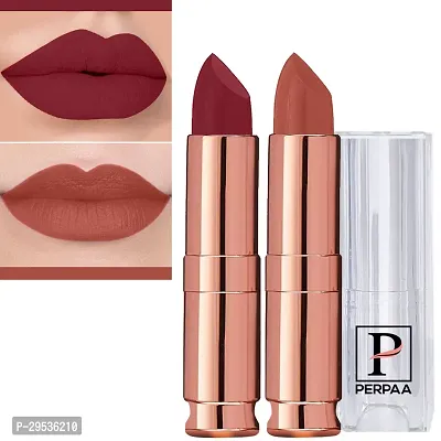 PERPAA Antique Velvet Stick Lipstick, Enreached with Jojoba Oil, Shea Butter  Vitamin E, Shade-Nude, Dark Maroon