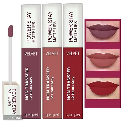 PERPAA&#174; Power Stay Liquid Matte Lipstick - Waterproof Combo of 3 (Upto12 Hrs Stay) (Timeless Mauve ,Visionary Nude ,Apple Red, Pack of 3)