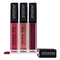 PERPAA&#174; One Stroke Matte Liquid Lipstick (5 ml) (Rich Plum , Beach Nude , Bright Red, Pack Of 3)-thumb1