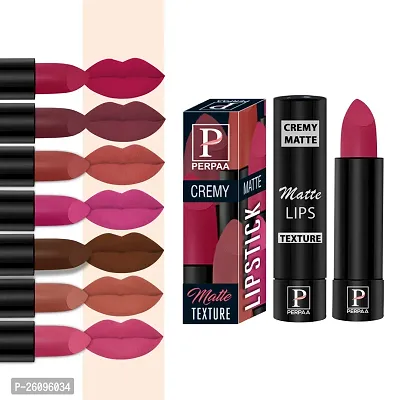 PERPAA Cremy Matte lipstick combo of 8 Shades,(3.5gm Each)Pink Fusion,Caramel,Coco Brown,Pink Berry,Rust Orange,Tan Red,Ruby Magenta,Strawberry Pink-thumb0