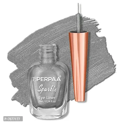 PERPAA#174; Eyeconic Liquid Eyeliner, Absolute Shine ,Metallic Shimmery Glitter Intense Pigment Waterproof, Smudge Proof, Long Lasting, Eye Makeup for 16hrs Stay 7ml (Silver Foil)-thumb0
