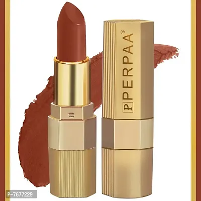 PERPAA&#174; Xpression Matte Lipstick Waterproof Enriched with Vitamin E One Stroke Application (5-8 Hrs Stay) (Matte Rust Brown)
