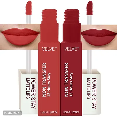 PERPAA&#174; Power Stay Liquid Matte Lipstick - Waterproof Combo of 2(Upto12 Hrs Stay) (Flirty Red, Apple Red, Pack of 2)-thumb0