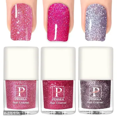 Perpaa Glitter Gel Nail Polish Diamond Flashing Sparkly Enamel Pack Of 3 Baby Pink Light Pink Lavender