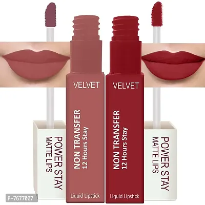 PERPAA&#174; Power Stay Liquid Matte Lipstick - Waterproof Combo of 2(Upto12 Hrs Stay) (Visionary Nude , Apple Red, Pack of 2)