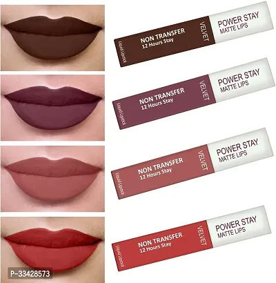 Long Lasting Waterproof Power Stay Liquid Matte Lipstick- Pack Of  4-thumb0