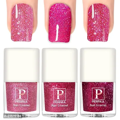 Perpaa Glitter Gel Nail Polish Diamond Flashing Sparkly Enamel Pack Of 3 Baby Pink Light Pink Pink