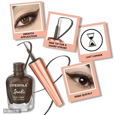 PERPAA#174; Eyeconic Liquid Eyeliner, Absolute Shine ,Metallic Shimmery Glitter Intense Pigment Waterproof, Smudge Proof, Long Lasting, Eye Makeup for 16hrs Stay 7 ml (Shimmery Brown)-thumb3