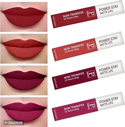 Long Lasting Waterproof Power Stay Liquid Matte Lipstick- Pack Of  4-thumb0