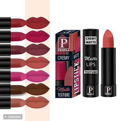 PERPAA Cremy Matte lipstick combo of 8 Shades,(3.5gm Each)Caramel,Coco Brown,Pink Berry,Rust Orange,Tan Red,Ruby Magenta,Crimson Red,Velvet Orange-thumb0