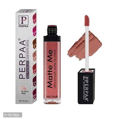 Perpaa One Stroke Matte Liquid Lipstick (5 ml) (Rich Plum) (Peach Nude)-thumb0