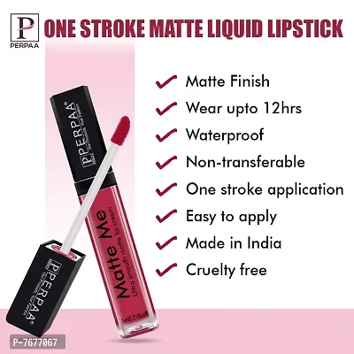 Perpaa One Stroke Matte Liquid Lipstick (5 ml) (Reddish Pink)-thumb5