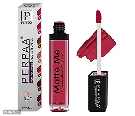 Perpaa One Stroke Matte Liquid Lipstick (5 ml) (Reddish Pink)