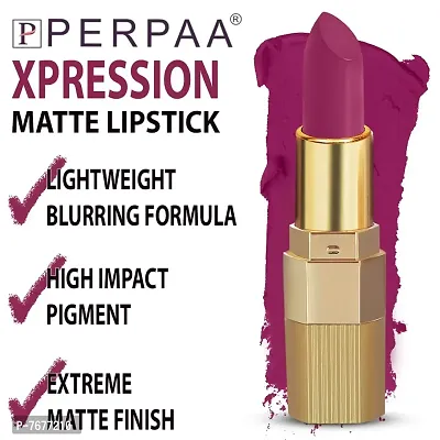 PERPAA#174; Xpression Matte Lipstick Waterproof Enriched with Vitamin E One Stroke Application (5-8 Hrs Stay) (Matte Magenta)-thumb3