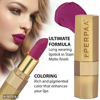 PERPAA#174; Xpression Matte Lipstick Waterproof Enriched with Vitamin E One Stroke Application (5-8 Hrs Stay) (Matte Magenta)-thumb2