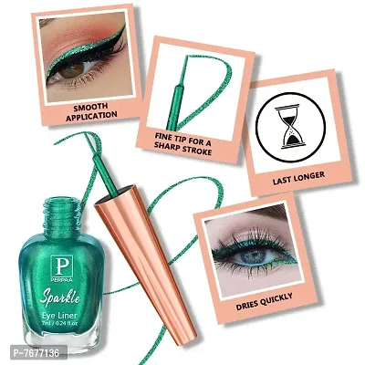 PERPAA#174; Eyeconic Liquid Eyeliner, Absolute Shine ,Metallic Shimmery Glitter Intense Pigment Waterproof, Smudge Proof, Long Lasting, Eye Makeup for 16hrs Stay 7 ml (Shimmery Green)-thumb3