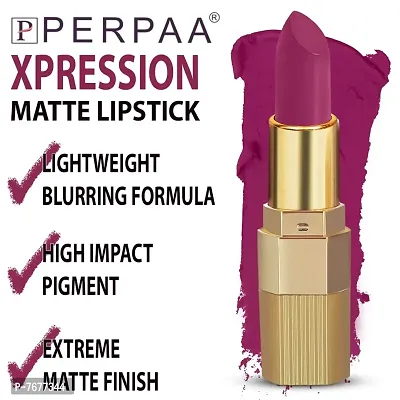 PERPAA&#174; Xpression Weightless Matte Waterproof Lipstick Enriched with Vitamin E One Stroke Application -Combo of 4 (5-8 Hrs Stay) (Innocent Nude ,Matte Rust Brown ,Matte Magenta ,Matte Maroon)-thumb2