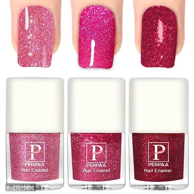 Perpaa Glitter Gel Nail Polish Diamond Flashing Sparkly Enamel Pack Of 3 Baby Pink Light Pink Red