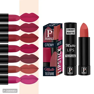 PERPAA Cremy Matte lipstick combo of 8 Shades,(3.5gm Each)Pink Berry,Rust Orange,Tan Red,Ruby Magenta,Crimson Red,Candy Pink,Strawberry Pink,Velvet Orange