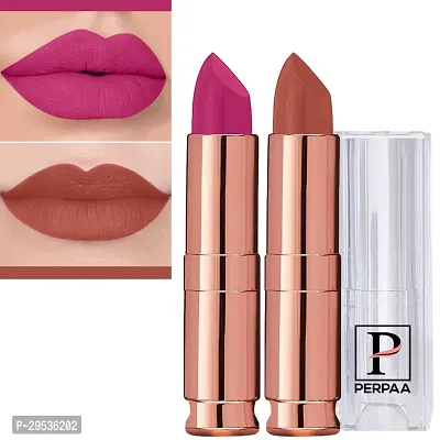 PERPAA Antique Velvet Stick Lipstick, Enreached with Jojoba Oil, Shea Butter  Vitamin E, Shade-Nude, Dark Pink-thumb0