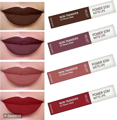 Long Lasting Waterproof Power Stay Liquid Matte Lipstick- Pack Of  4-thumb0