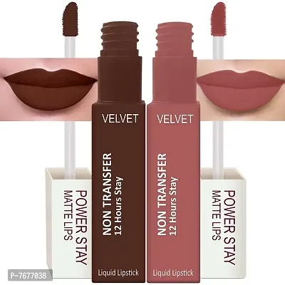 PERPAA&#174; Power Stay Liquid Matte Lipstick - Waterproof Combo of 2(Upto12 Hrs Stay) (Bon Bon Brown , Visionary Nude, Pack of 2)