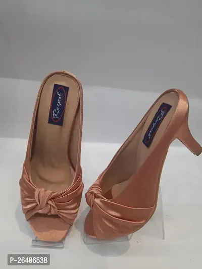 Fancy Peach Synthetic Heels For Women-thumb0