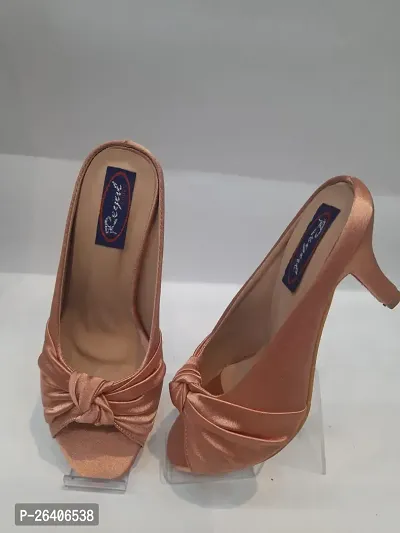 Fancy Peach Synthetic Heels For Women