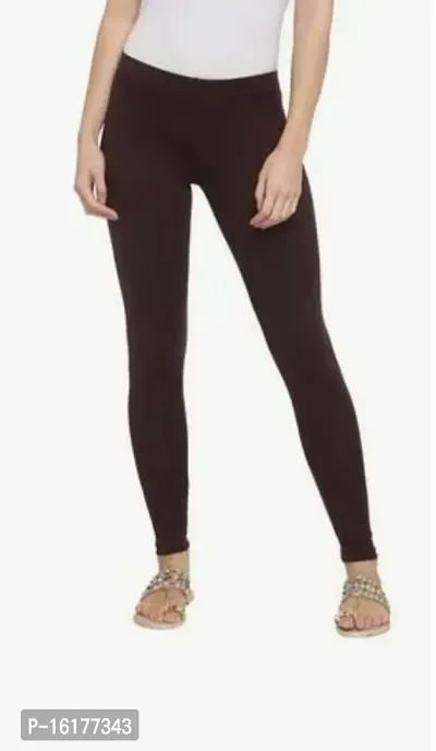 Fabulous Brown Cotton Solid Leggings For Women