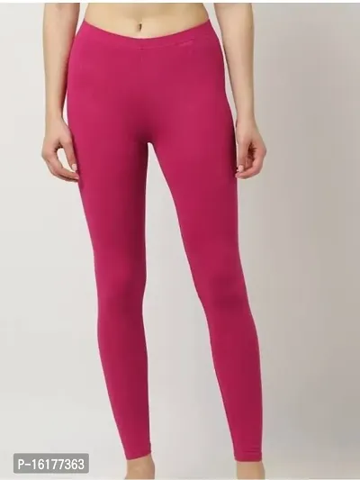 Fabulous Pink Cotton Solid Leggings For Women-thumb0