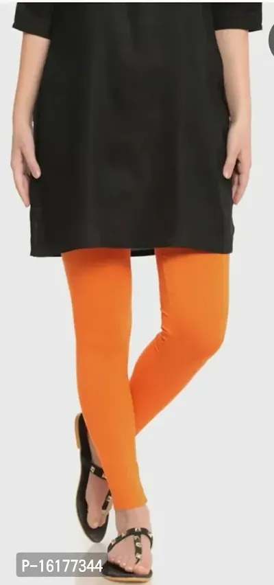 Fabulous Orange Cotton Solid Leggings For Women