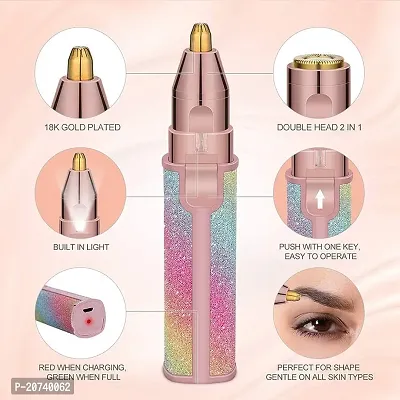 (2in1) Hair Remover Epilator  Eyebrow Trimmer Machine for Women Face, Upper Lip, Chin, Eyebrow With USB Charge (Rose Gold)