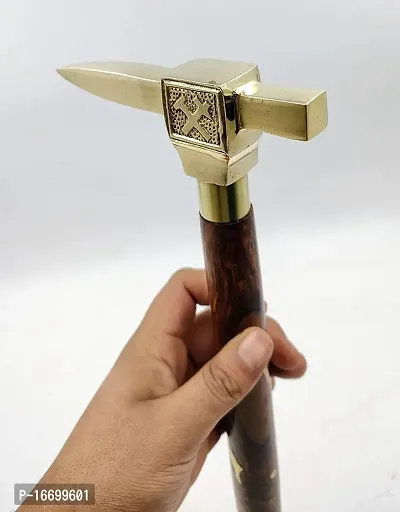 Buy Brass Anvil Handle Royal Wood Walking Stick Cane 3 fold Open Nautical  Vintage Style Online In India At Discounted Prices